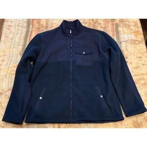 Vuori Mens Sherpa Morrow Fleece Jacket Navy Blue Lined Full Zip Pockets Size 2XL